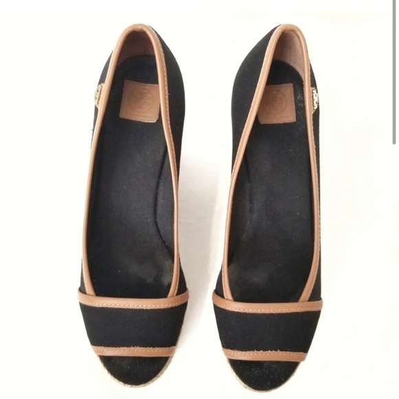 Tory Burch Majorca Espadrilles Peep Toe Wedge- Size 8.5 - Picture 2 of 11